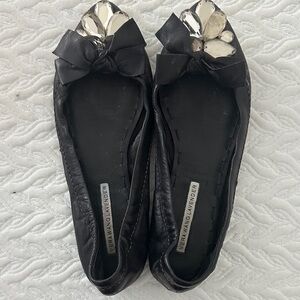 Vera Wang Lavender Label Black Flats with Silver Details